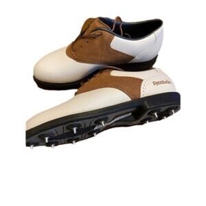 REEBOK NWOT Women's 8 Spiked Brown White Leather Golf Shoe Athletic Active